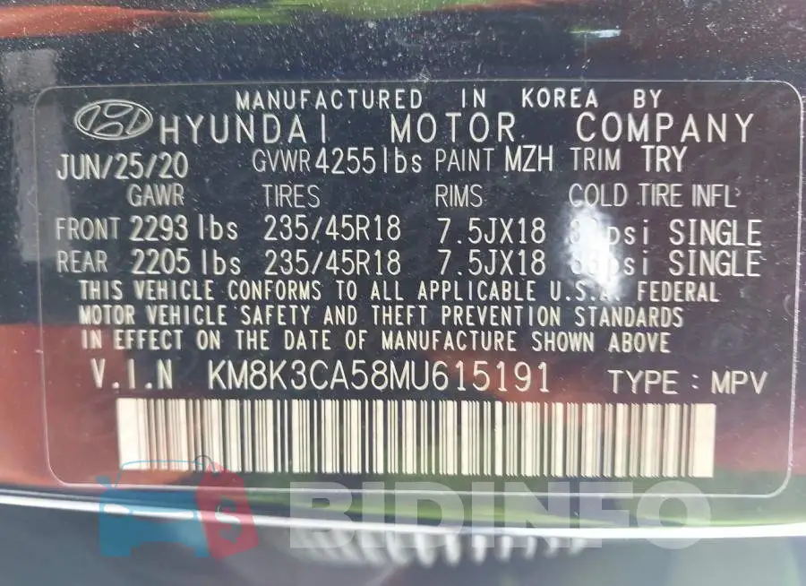 KM8K3CA58MU615191 Photo# 9