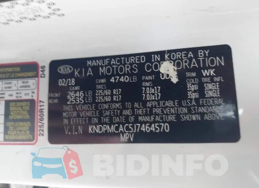 KNDPMCAC5J7464570 Photo# 9