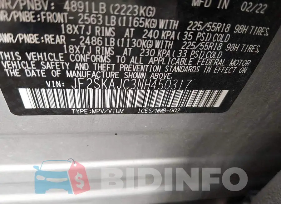 JF2SKAJC3NH450317 Photo# 9