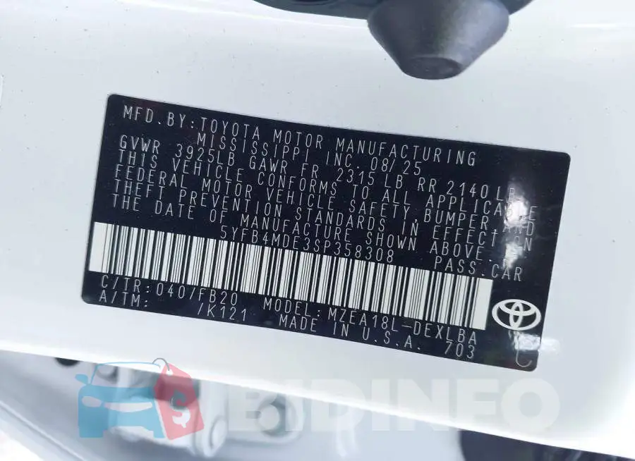 5YFB4MDE3SP358308 Photo# 9