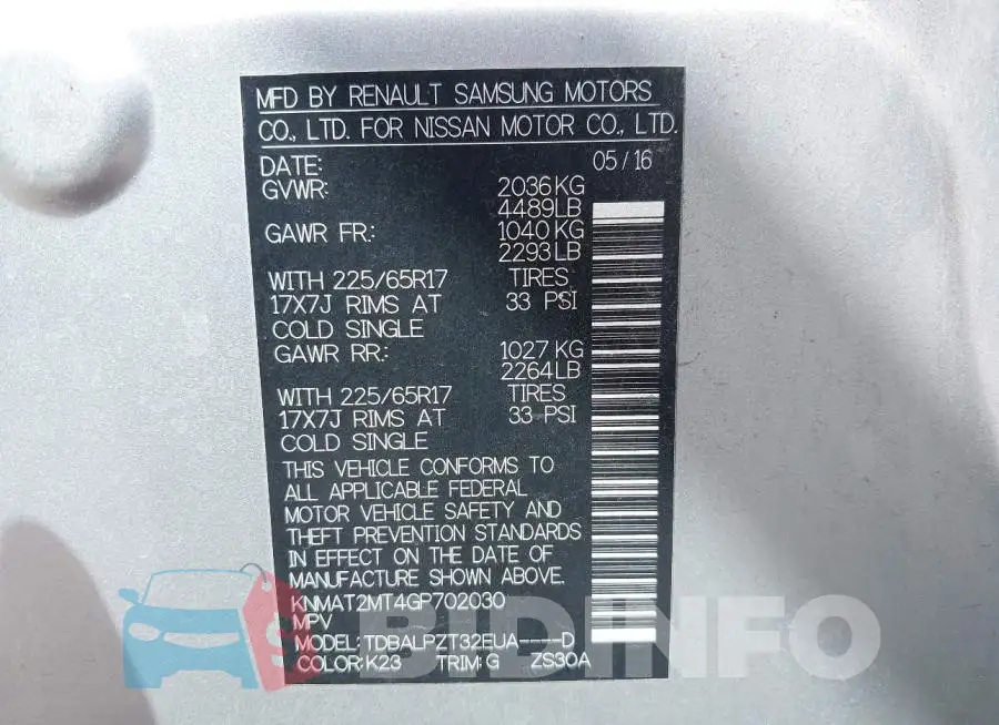 KNMAT2MT4GP702030 Photo# 9
