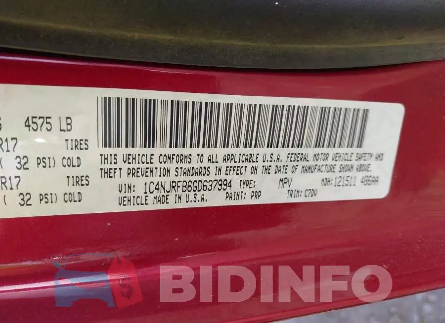1C4NJRFB6GD637994 Photo# 9