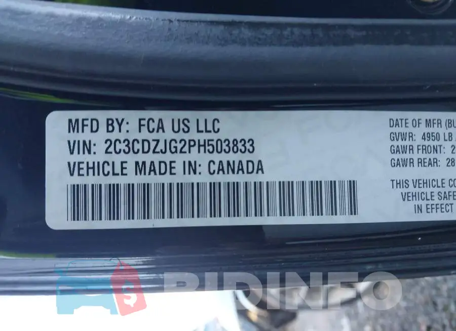 2C3CDZJG2PH503833 Photo# 9