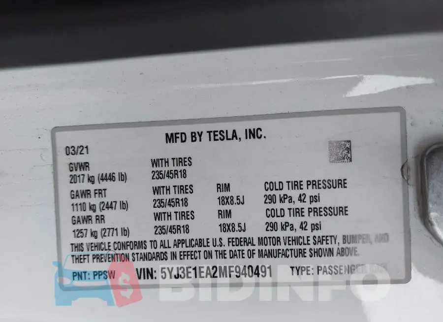 5YJ3E1EA2MF940491 Photo# 9
