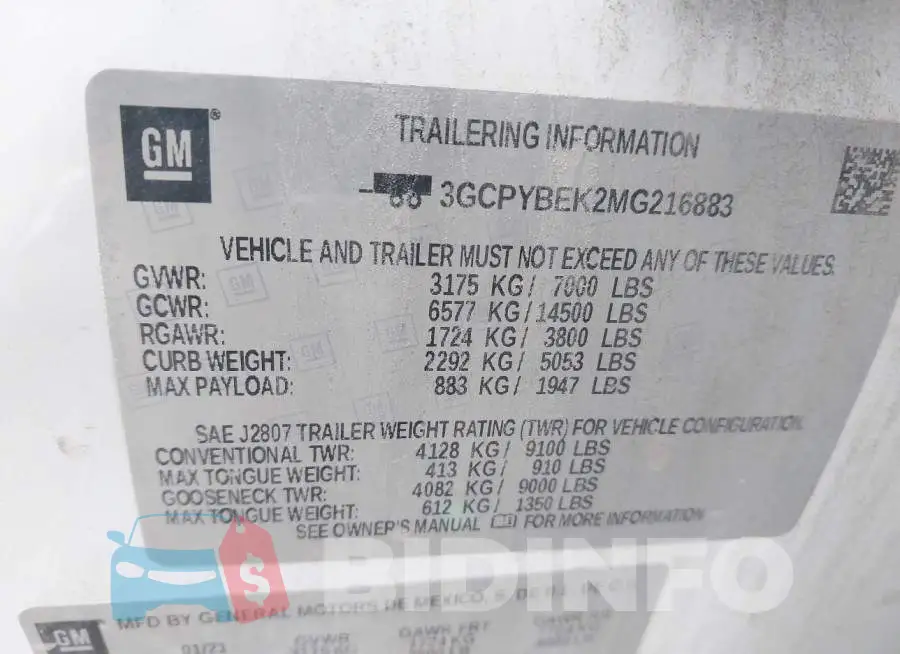 3GCPYBEK2MG216883 Photo# 9