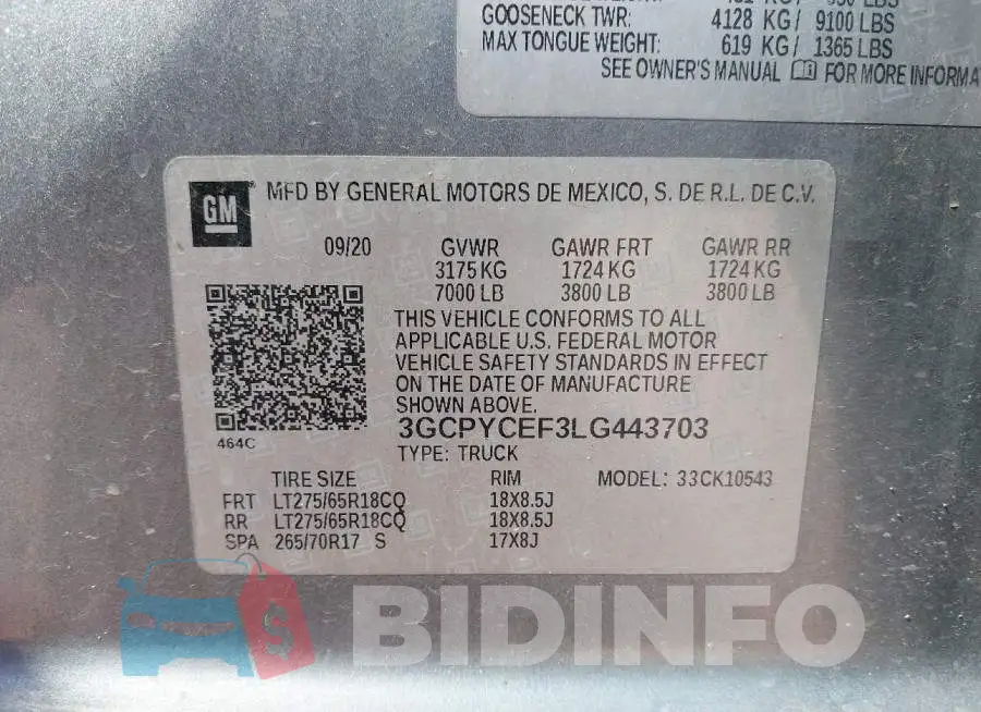 3GCPYCEF3LG443703 Photo# 9