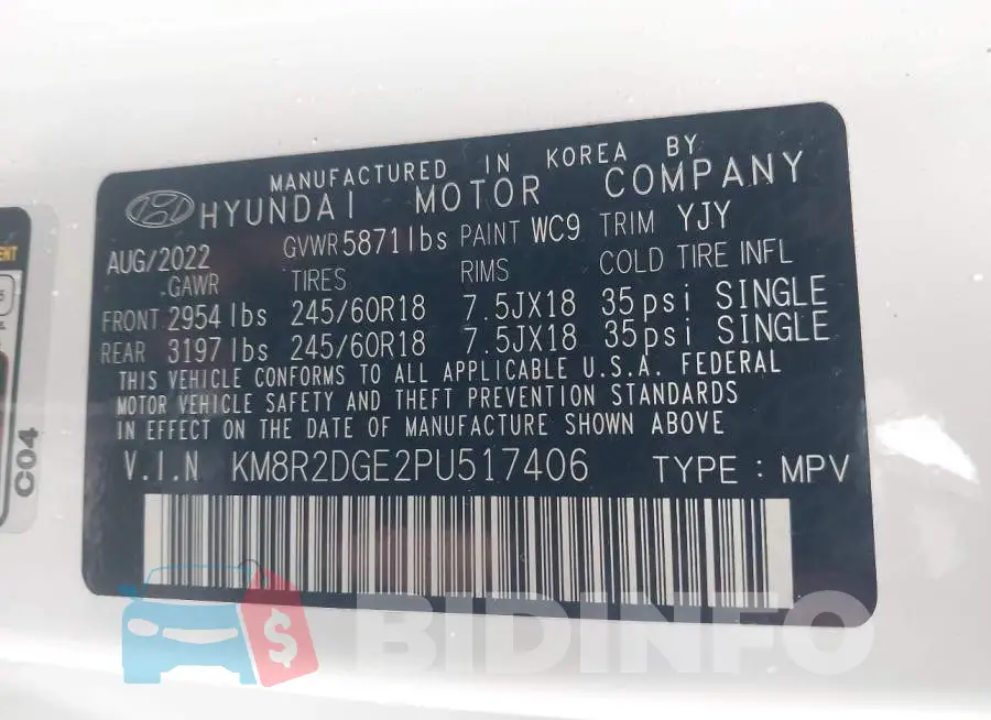 KM8R2DGE2PU517406 Photo# 9