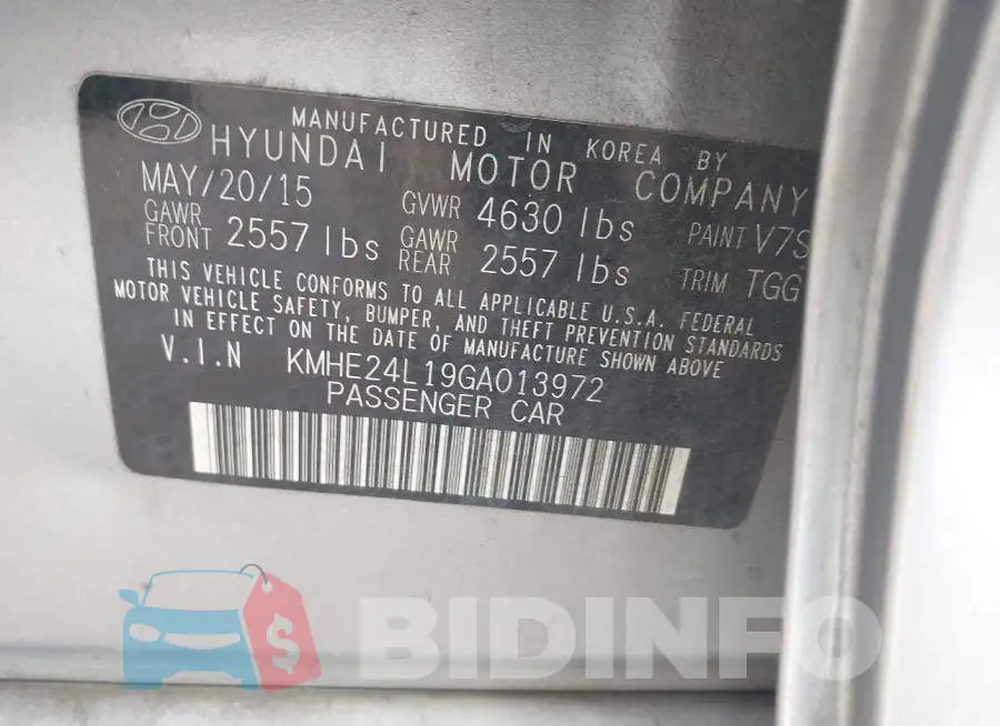 KMHE24L19GA013972 Photo# 9