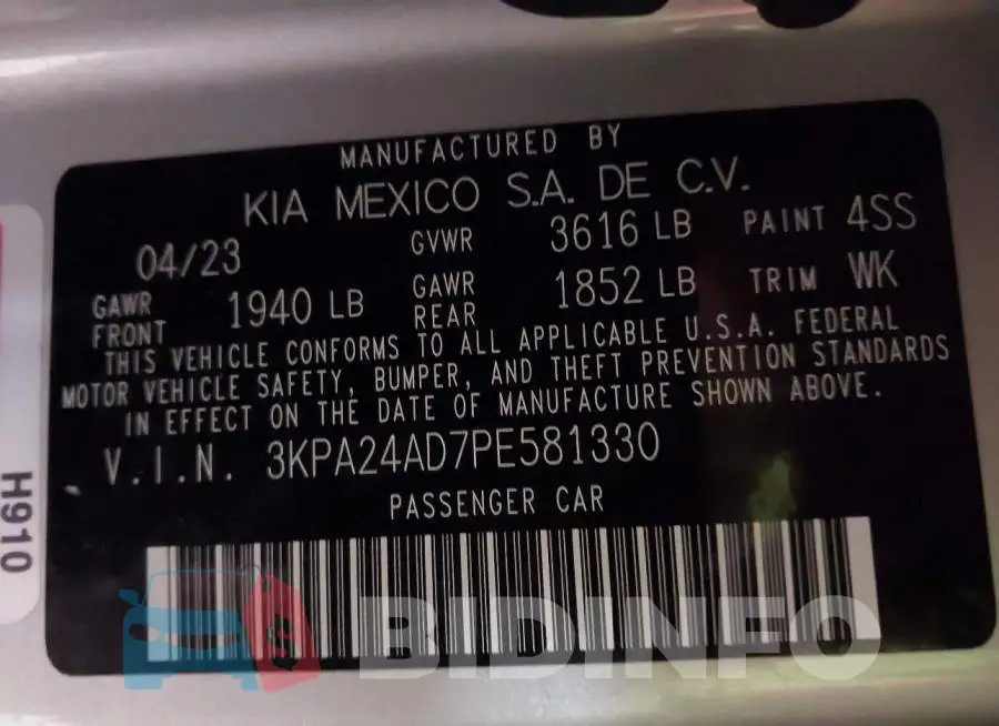 3KPA24AD7PE581330 Photo# 9