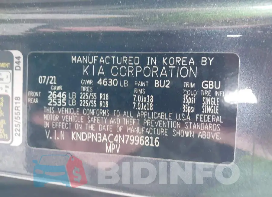 KNDPN3AC4N7996816 Photo# 9