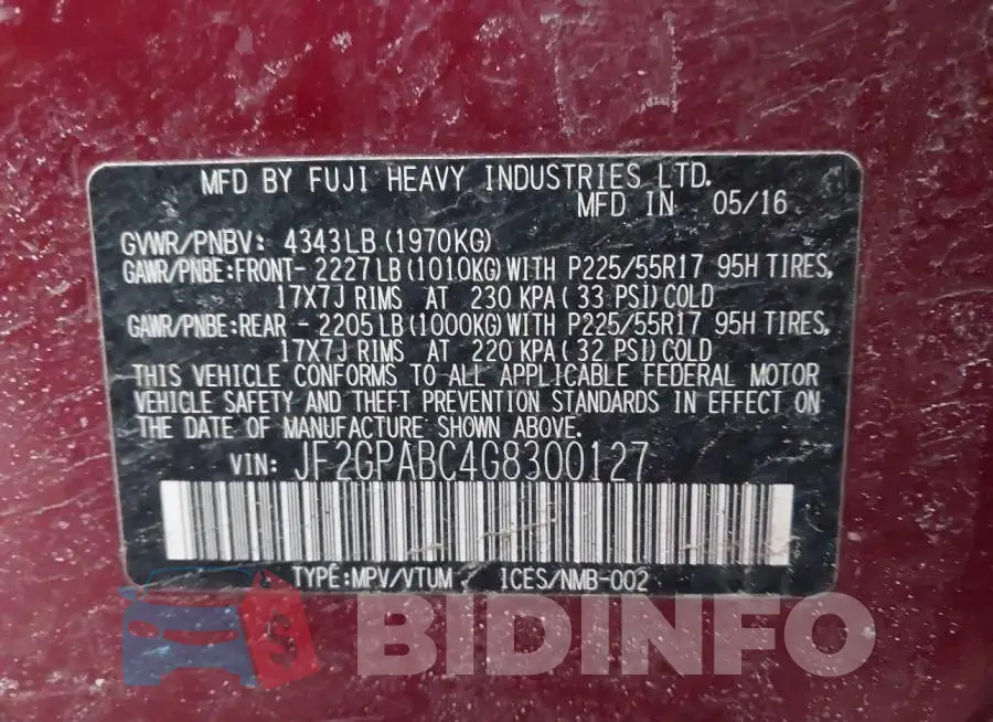 JF2GPABC4G8300127 Photo# 9