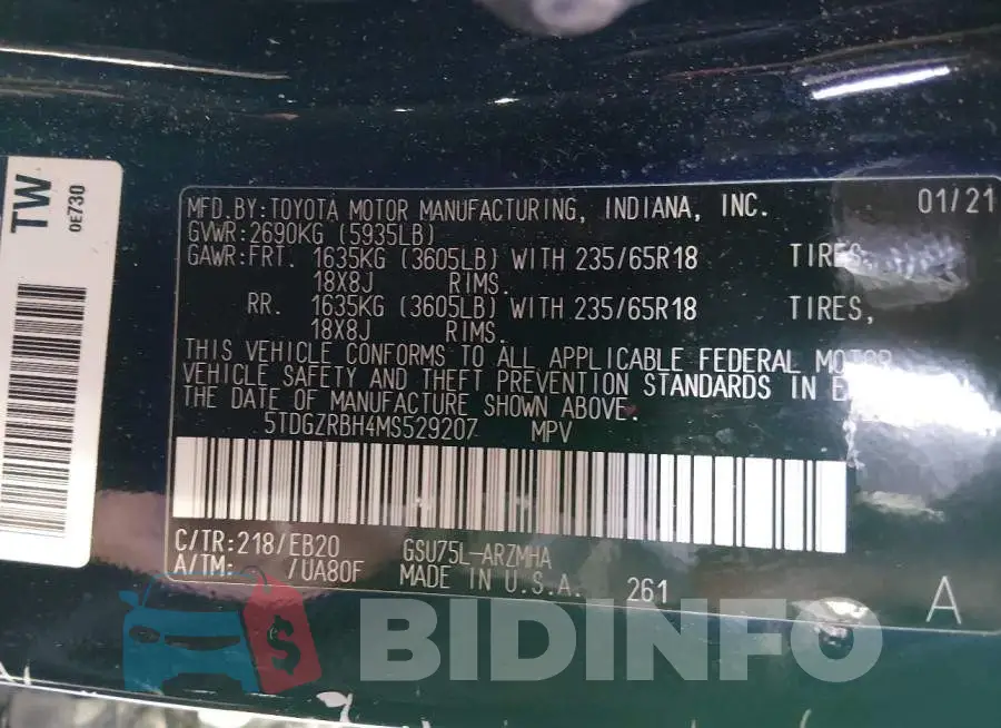 5TDGZRBH4MS529207 Photo# 9