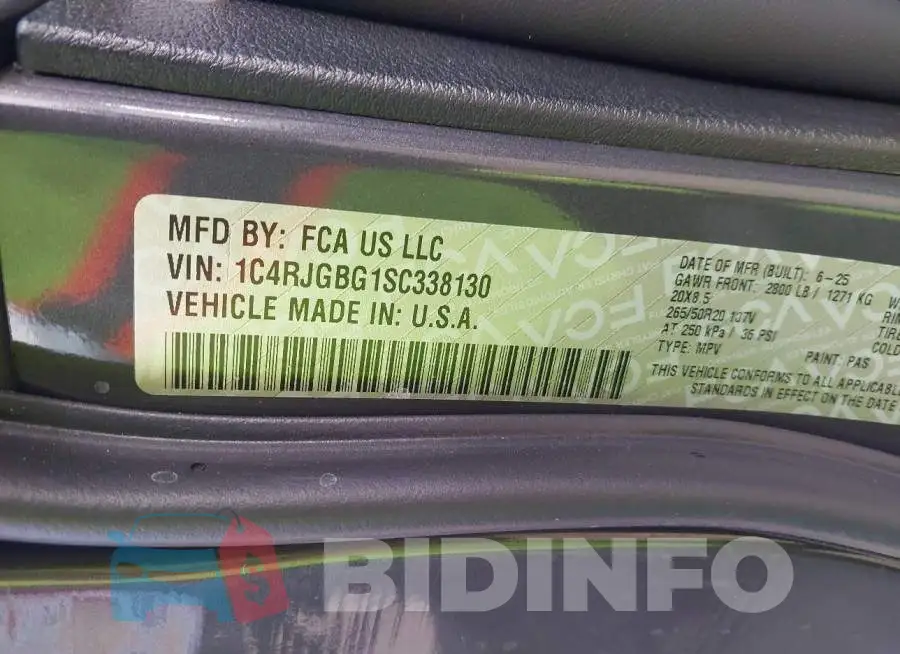 1C4RJGBG1SC338130 Photo# 9