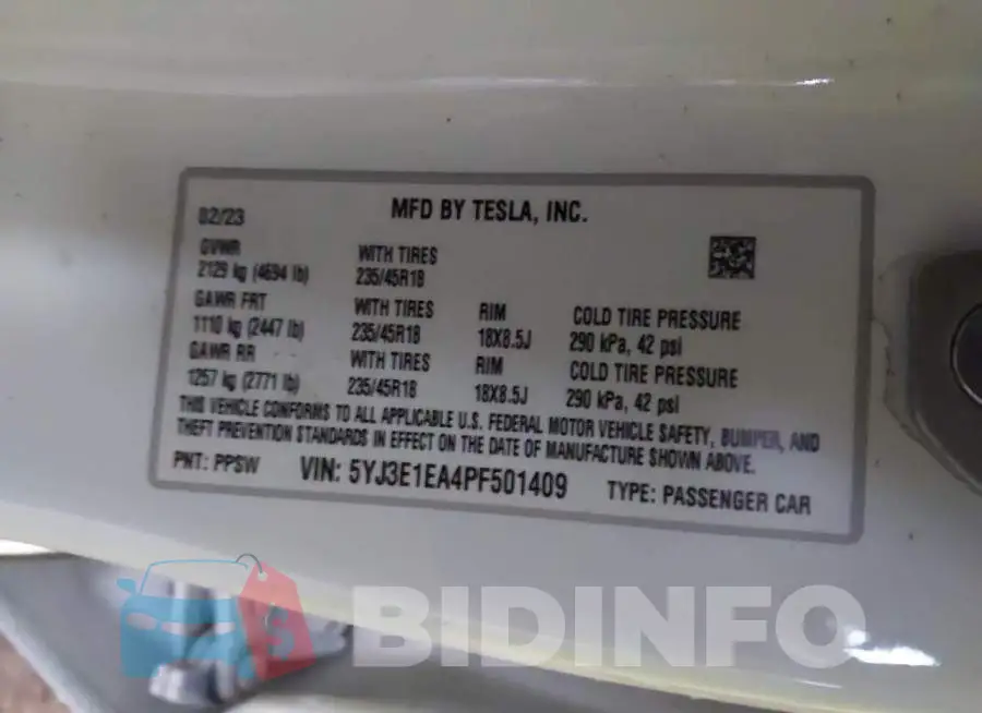 5YJ3E1EA4PF501409 Photo# 9