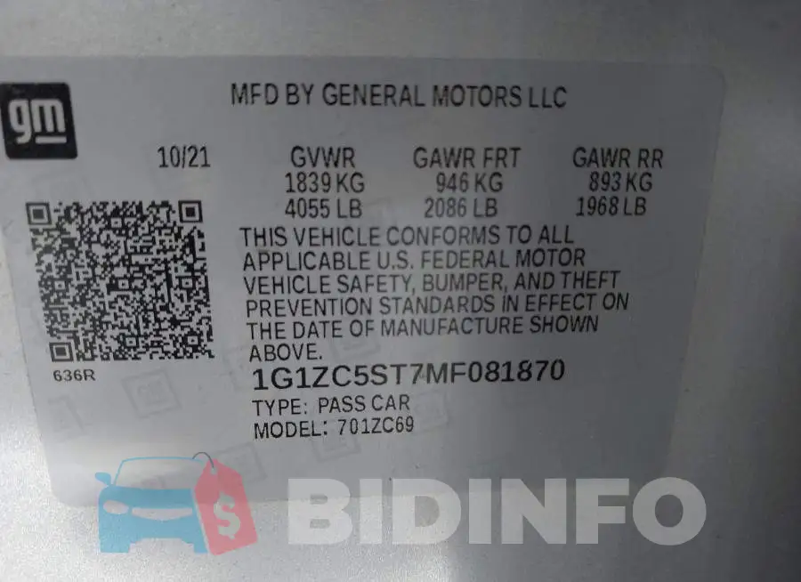 1G1ZC5ST7MF081870 Photo# 9