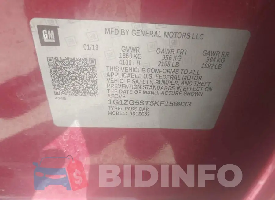 1G1ZG5ST5KF158933 Photo# 9