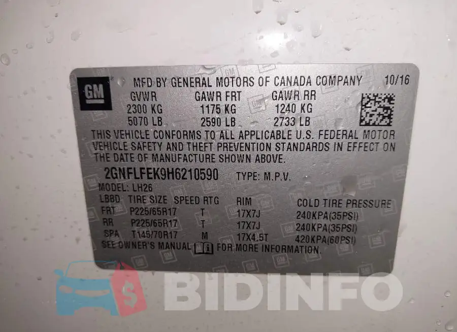 2GNFLFEK9H6210590 Photo# 9