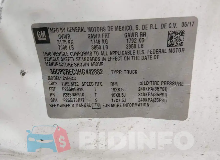 3GCPCREC4HG442882 Photo# 9