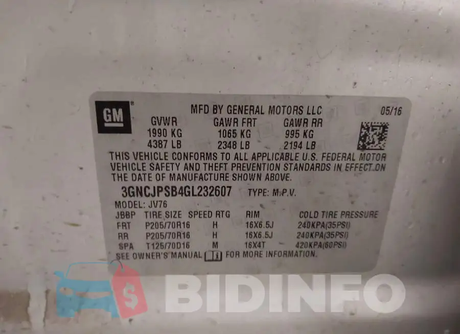 3GNCJPSB4GL232607 Photo# 9