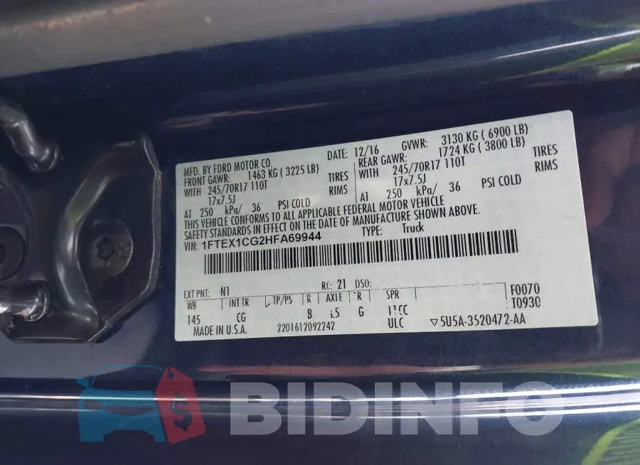 1FTEX1CG2HFA69944 Photo# 9
