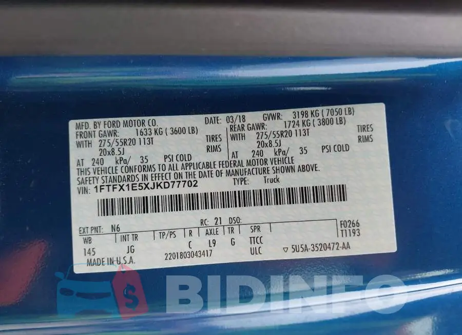 1FTFX1E5XJKD77702 Photo# 9