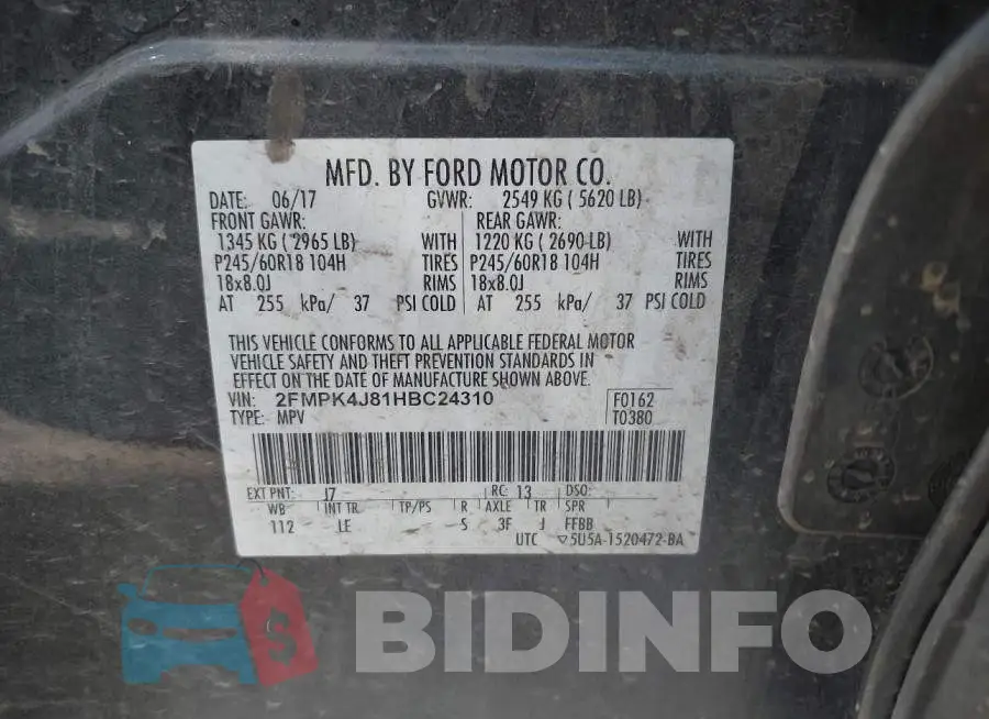 2FMPK4J81HBC24310 Photo# 9