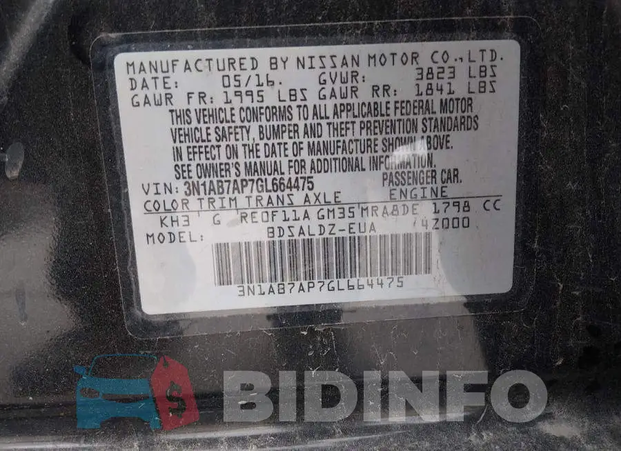 3N1AB7AP7GL664475 Photo# 9