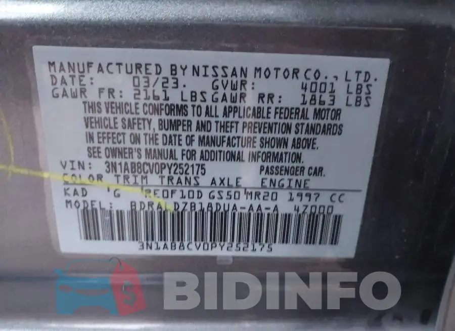 3N1AB8CV0PY252175 Photo# 9