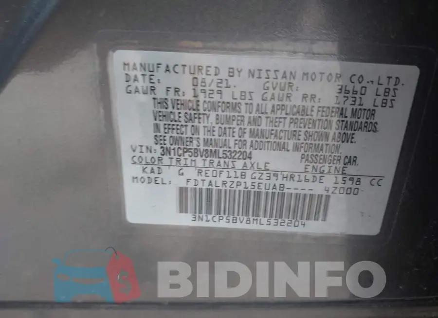3N1CP5BV8ML532204 Photo# 9