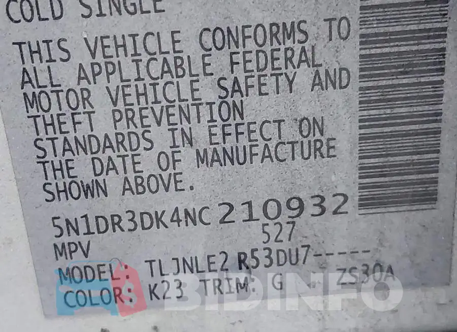 5N1DR3DK4NC210932 Photo# 9