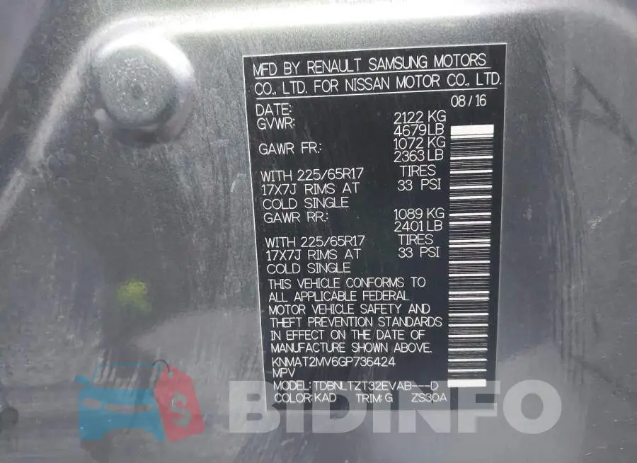 KNMAT2MV6GP736424 Photo# 9