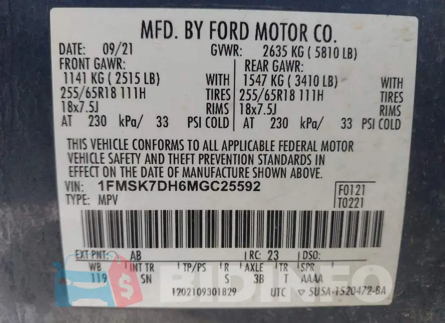 1FMSK7DH6MGC25592 Photo# 9