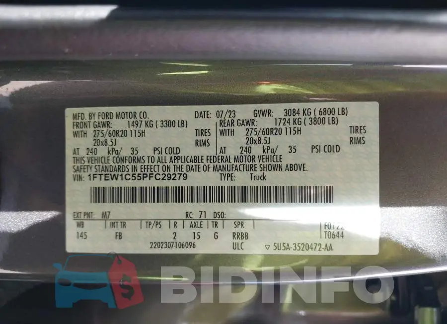 1FTEW1C55PFC29279 Photo# 9