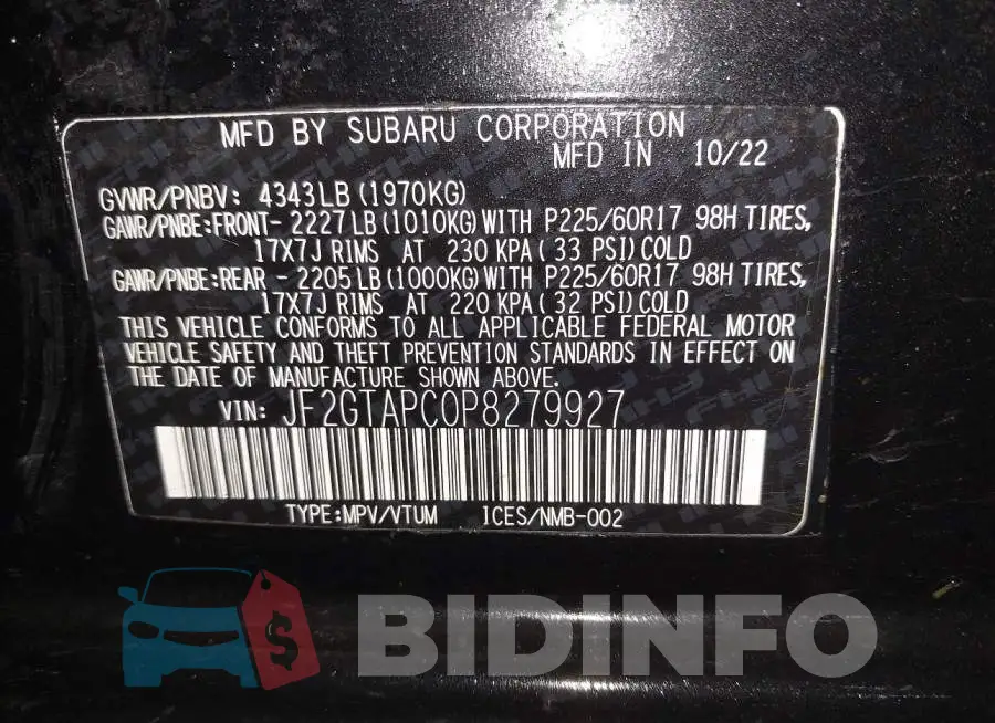 JF2GTAPC0P8279927 Photo# 9