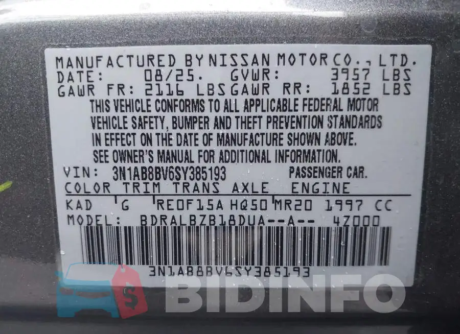3N1AB8BV6SY385193 Photo# 9