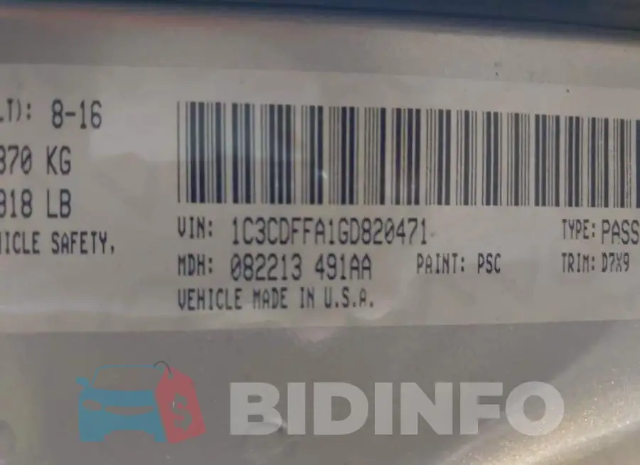 1C3CDFFA1GD820471 Photo# 9
