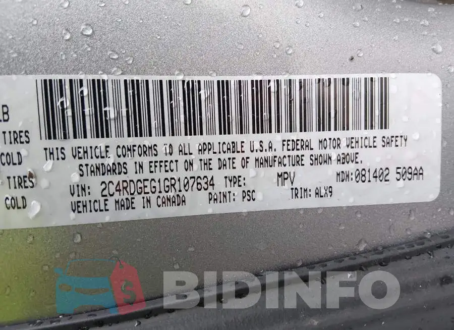 2C4RDGEG1GR107634 Photo# 9