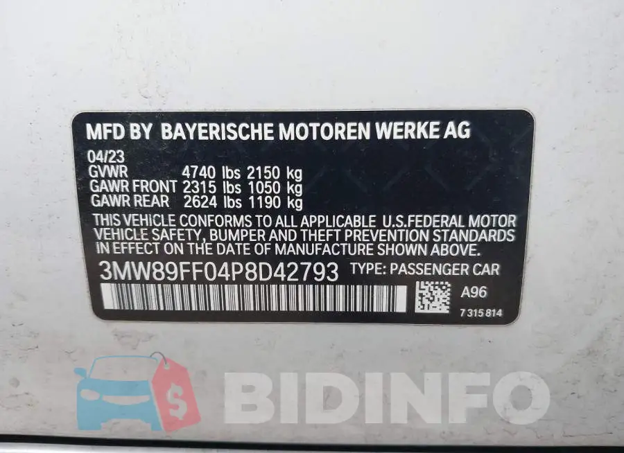 3MW89FF04P8D42793 Photo# 9