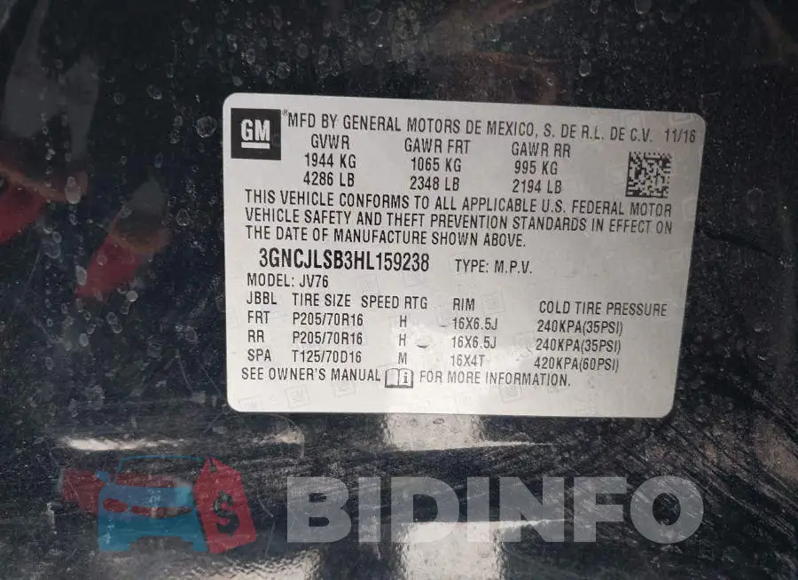3GNCJLSB3HL159238 Photo# 9
