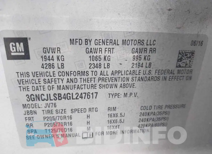 3GNCJLSB4GL247617 Photo# 9