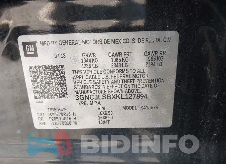 3GNCJLSBXKL127894 Photo# 9
