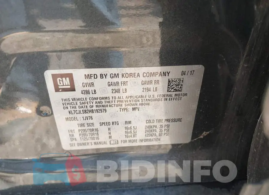 KL7CJLSB2HB192979 Photo# 9