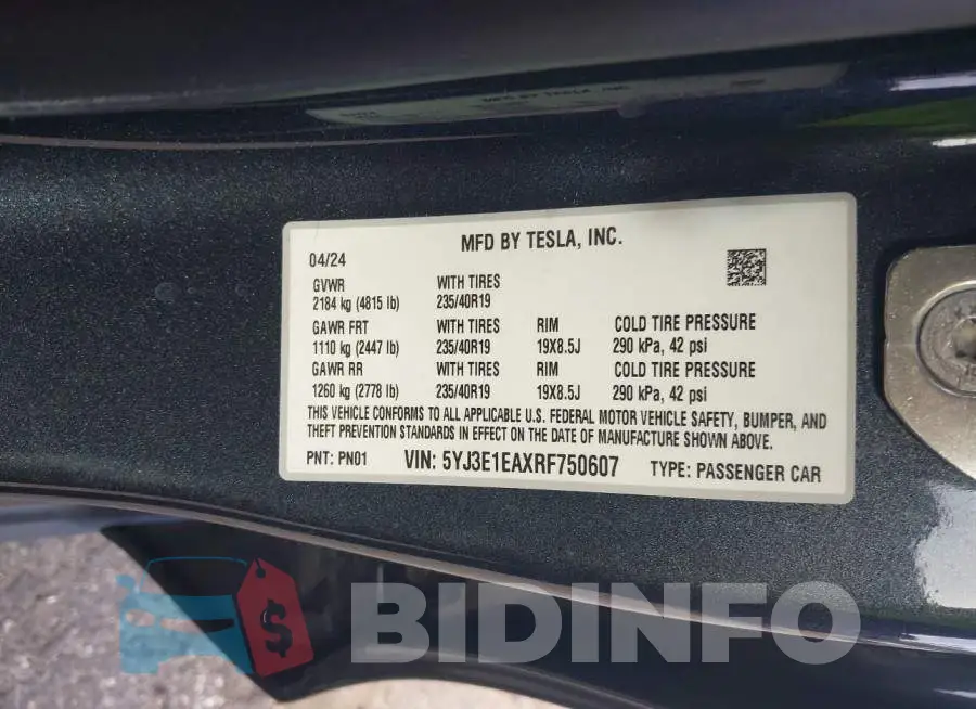5YJ3E1EAXRF750607 Photo# 9