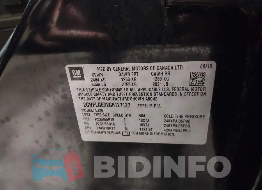 2GNFLGE32G6127127 Photo# 9