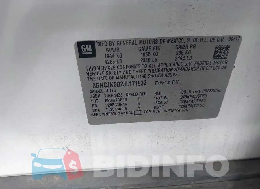 3GNCJKSB2JL171932 Photo# 9