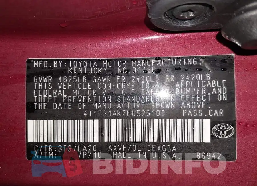 4T1F31AK7LU526108 Photo# 9