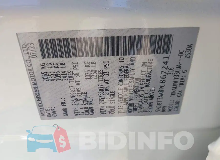 5N1BT3AA8PC867241 Photo# 9