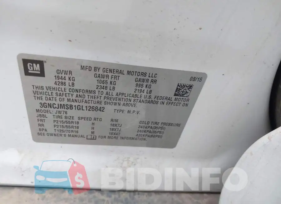 3GNCJMSB1GL126842 Photo# 9
