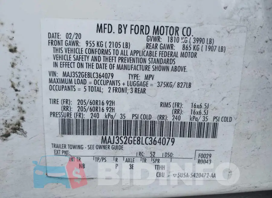 MAJ3S2GE8LC364079 Photo# 9