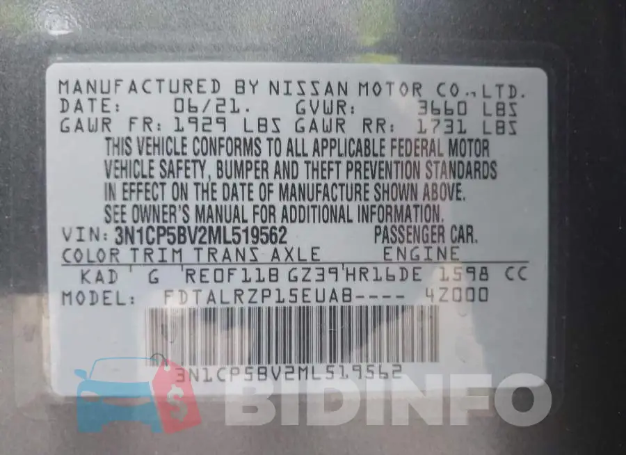 3N1CP5BV2ML519562 Photo# 9